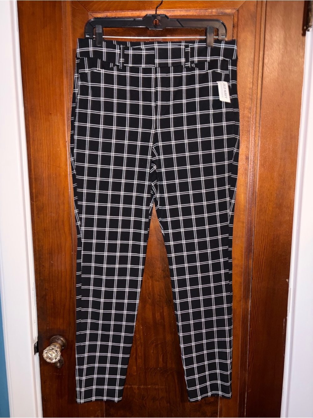 Old Navy Pixie Black Windowpane Slim Chinos